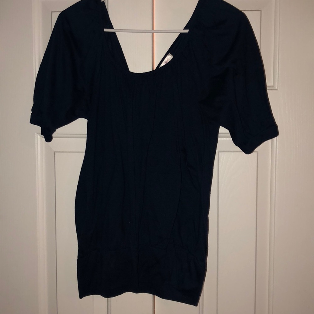 Dressy casual navy blue short sleeve shirt